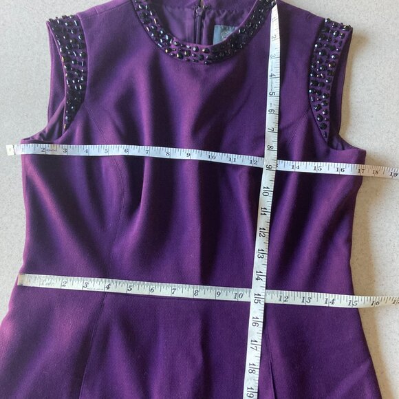 Vince Camuto Dress 8P Purple Sleeveless Beaded Black Bling - Picture 9 of 9